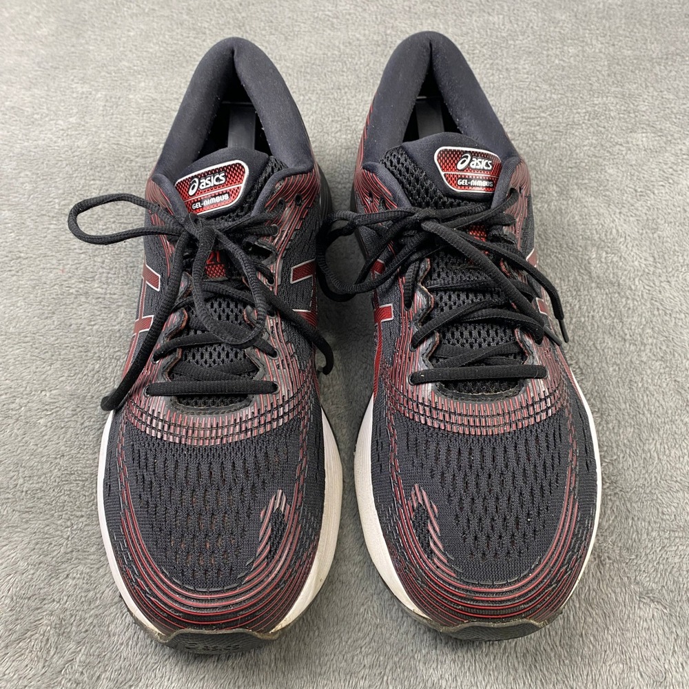 ASICS Gel Nimbus 21 Sneakers Size 12.5 Men Black Red Running Shoes Athletic